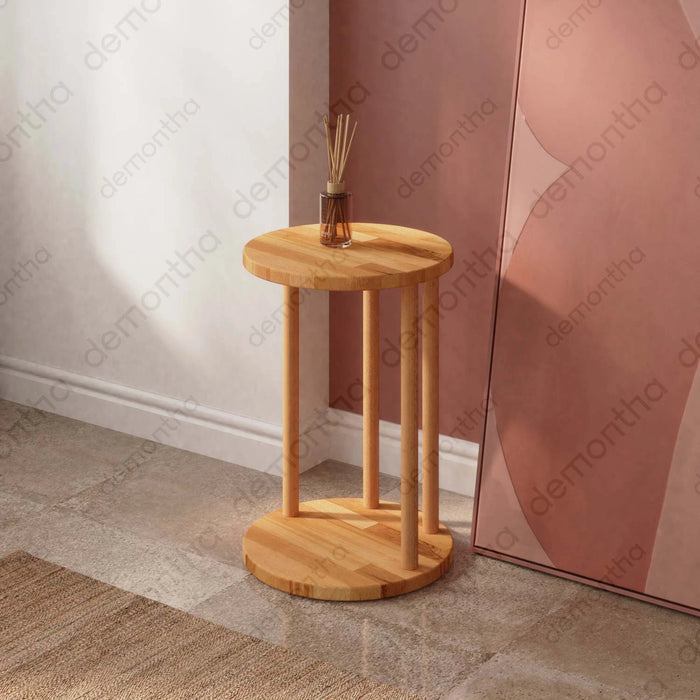 Oswin Wood Round Minimalist C Table