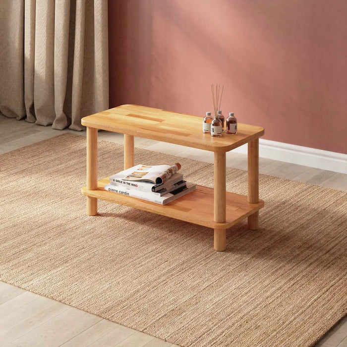 Front view of the Austin Beech Wood End Table showcasing its minimalist rectangular design and smooth wood grain finish.