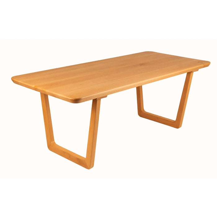 Full view of the Lucia Dining Table for 8, showcasing its sleek rectangular design and solid beech wood construction.