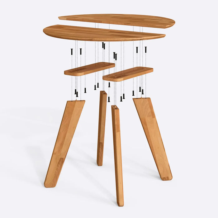 Detailed shot of the table’s edge, showing the fine finish of the solid wood material.