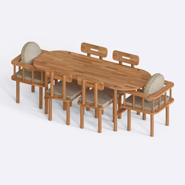 Close-up view of the Beverly Hills oval dining table set showcasing the smooth surface and high-quality finish of the oval tabletop.
