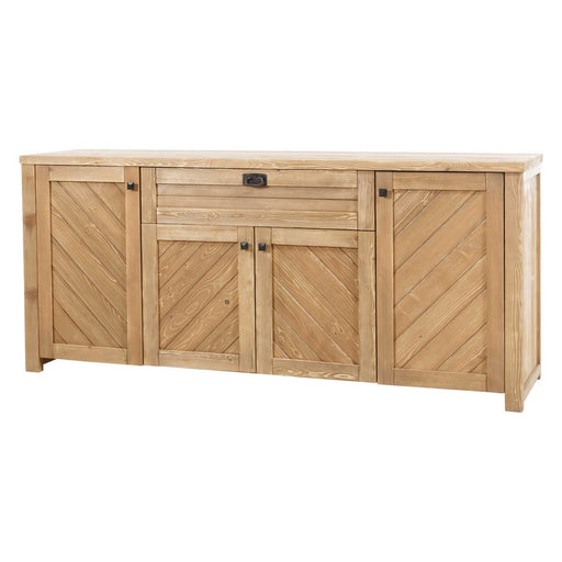 A beautifully crafted Helena solid pine wood sideboard with natural wood grain, offering ample storage space.