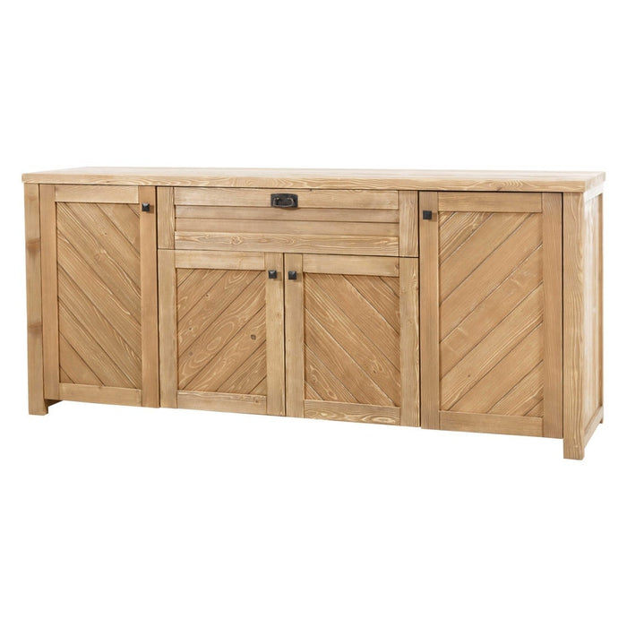 A beautifully crafted Helena solid pine wood sideboard with natural wood grain, offering ample storage space.