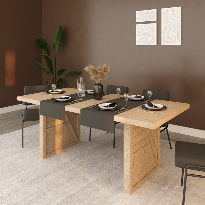 Helena Rustic Dining Room Table | Rectangular Farmhouse Design in a cozy dining space, showcasing the wood's natural grain and a timeless farmhouse style.