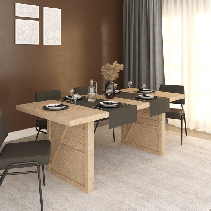 A side view of the Helena dining table, emphasizing its long and sleek design, perfect for larger gatherings.