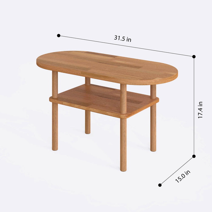 A top-down view of the Kennard coffee table, showing the simple yet functional design with a light wood finish.