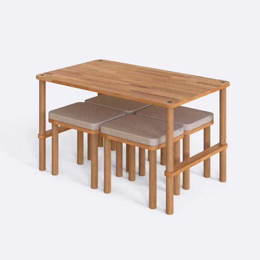 Close-up of the table's clean, rectangular shape and smooth wood surface, highlighting its sturdy construction and timeless design.