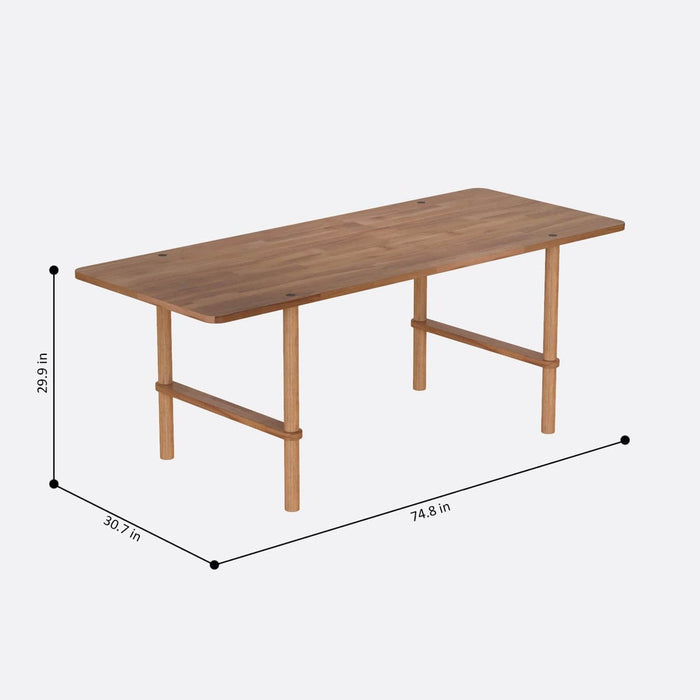 Side view of the dining table set, highlighting its modern design and sturdy legs.
