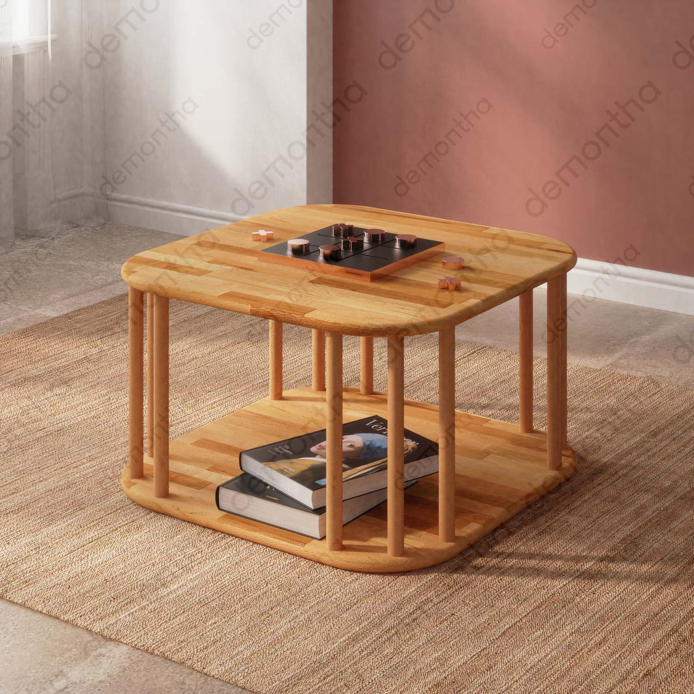 Sidney Round Coffee Table made from solid walnut wood, featuring a sleek mid-century modern design. Perfect for adding elegance to any living space, ideal for those seeking solid wood coffee tables.