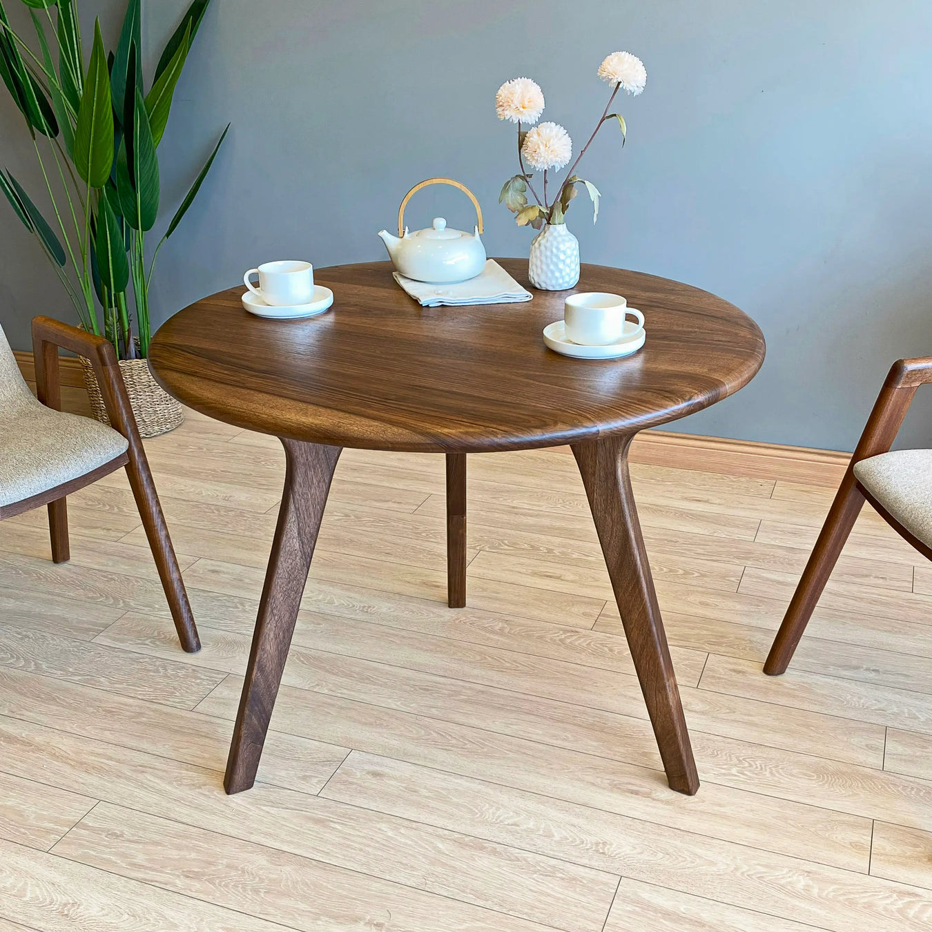 Handcrafted wood dining tables in various shapes and sizes, built to last.