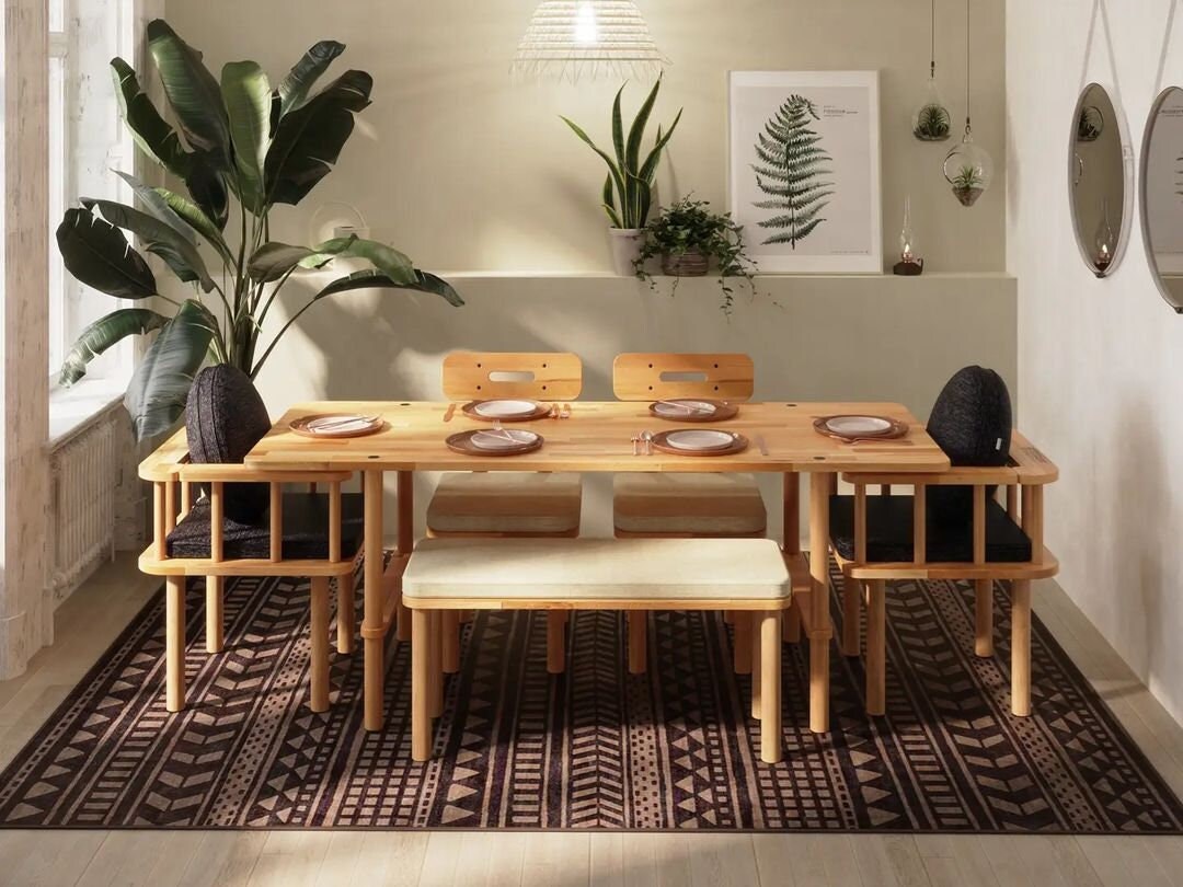 Elegant dining table sets crafted from solid wood, perfect for modern and classic dining spaces.