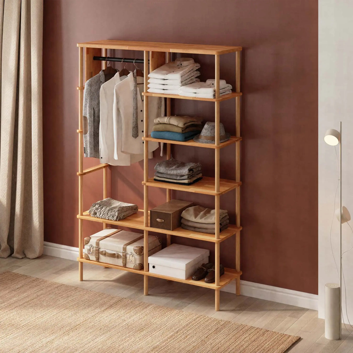 Collection of solid wood wardrobes featuring a variety of designs and styles, handcrafted from high-quality wood, showcasing unique storage solutions for any bedroom.