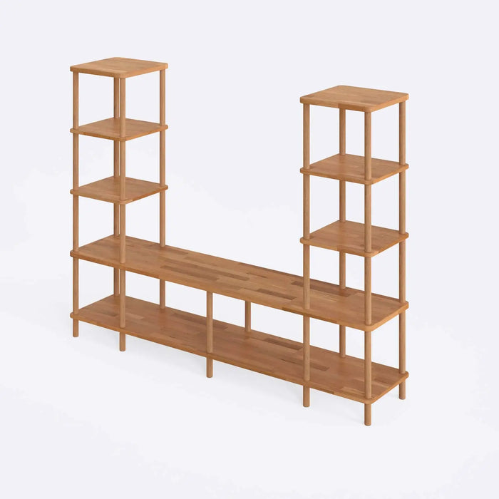 Lincoln Beech Wood TV Unit - Twin Shelf