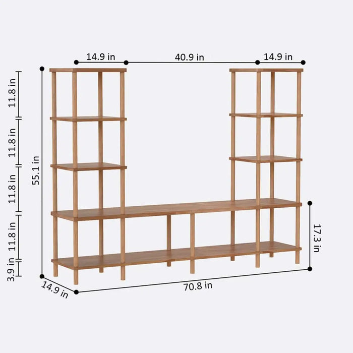 Lincoln Beech Wood TV Unit - Twin Shelf