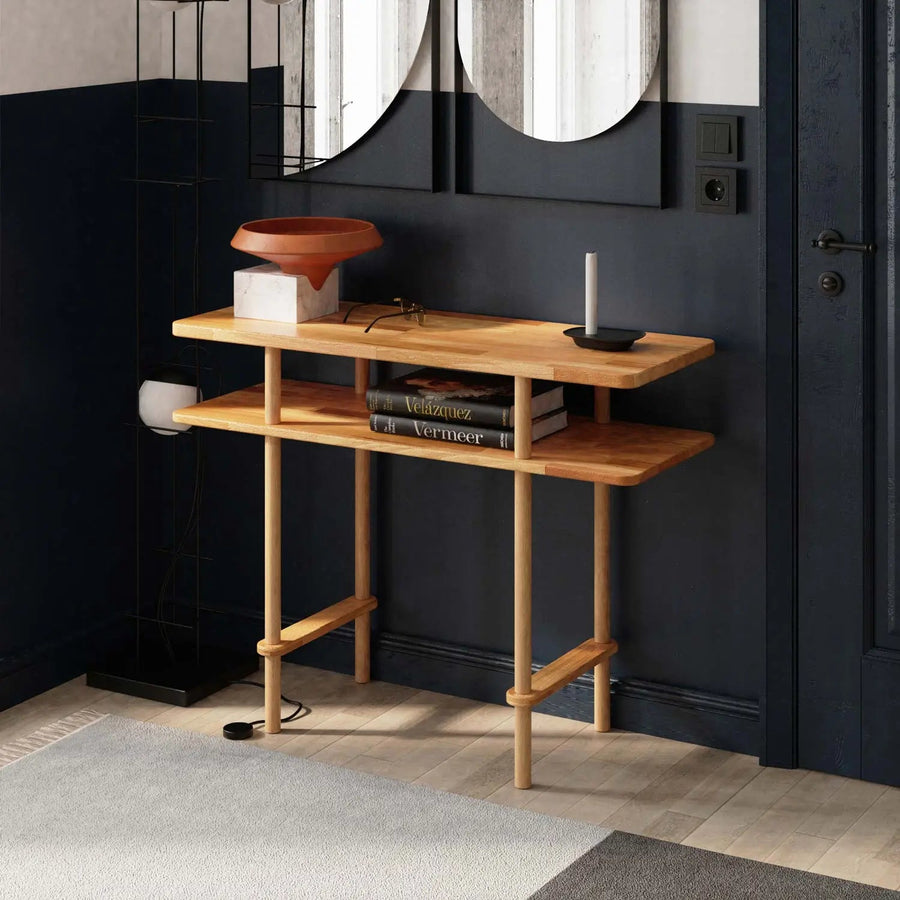 Manhattan Solid Beech Wood Console Table | Modern Minimalist Entryway Table Demontha