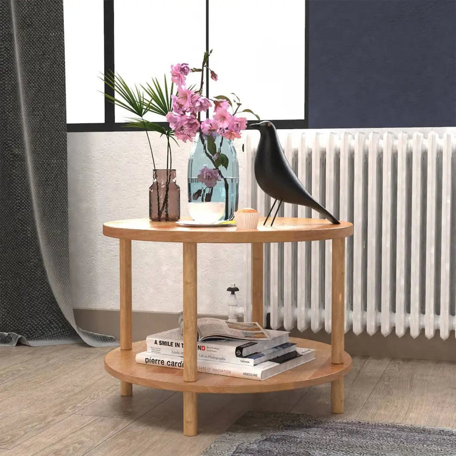 Lynn Round Beech Wood Coffee Table Demontha