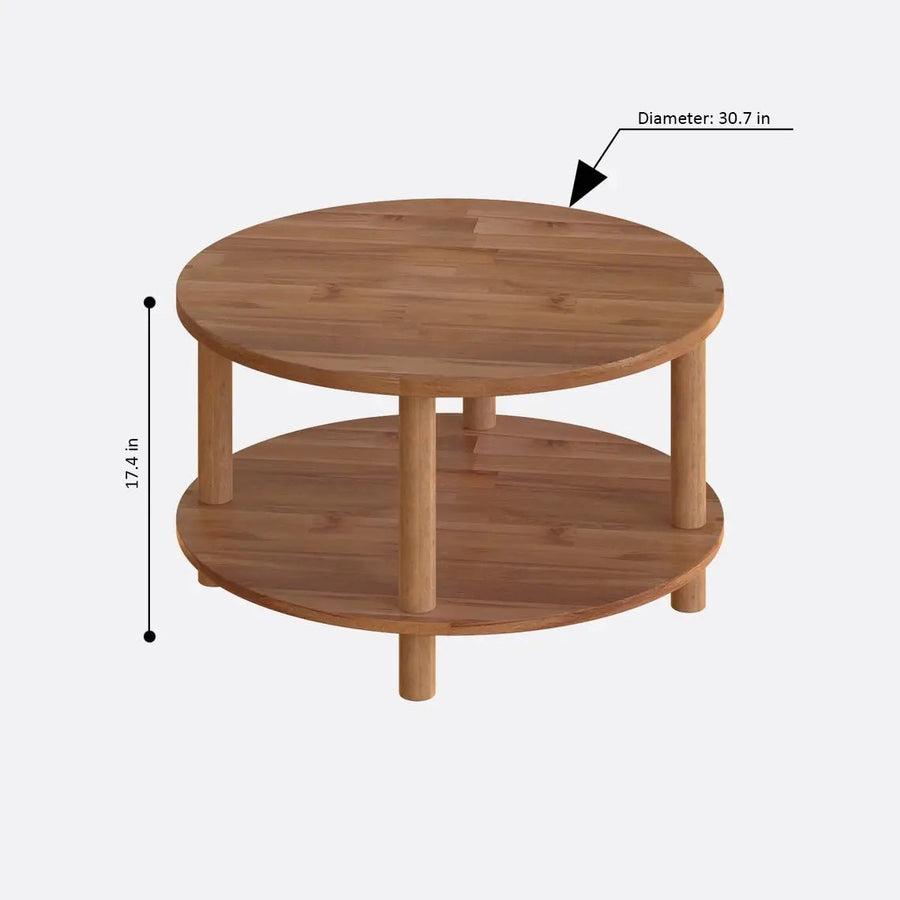 Lynn Round Beech Wood Coffee Table Demontha