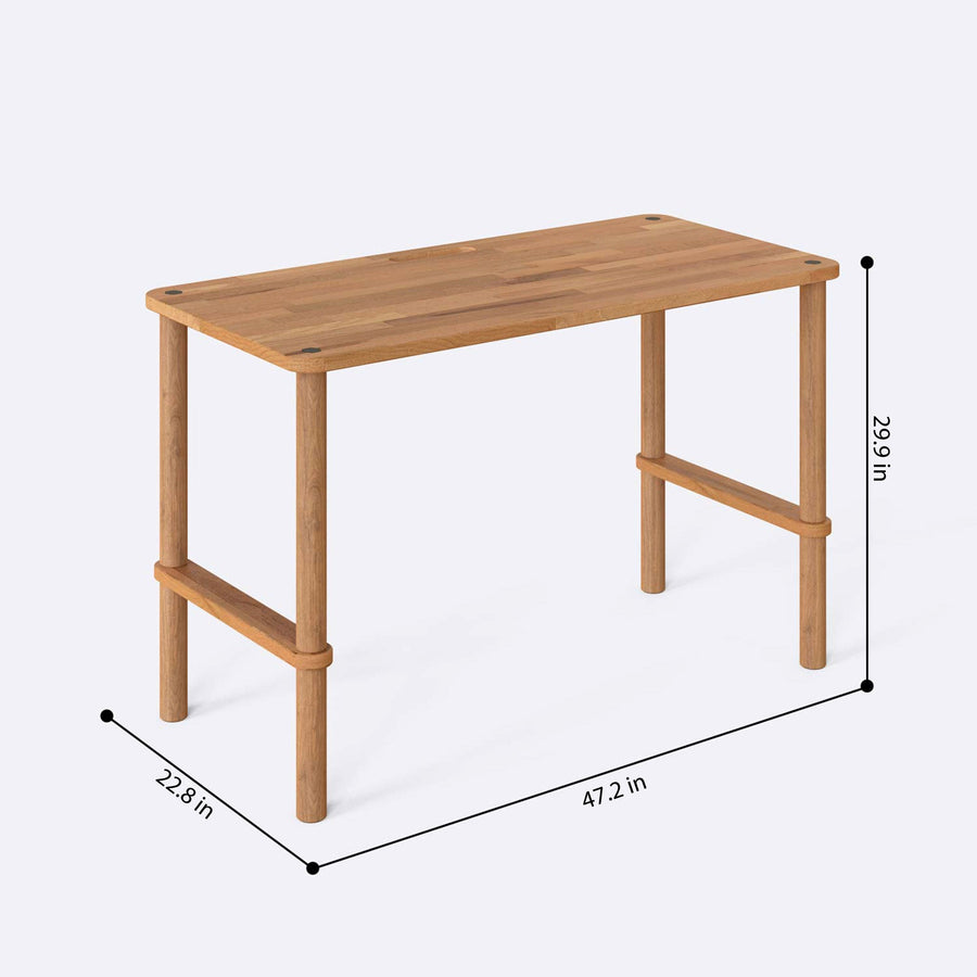 Pasific Solid Beech Wood Study Desk | Minimalist Modern Work Table Demontha