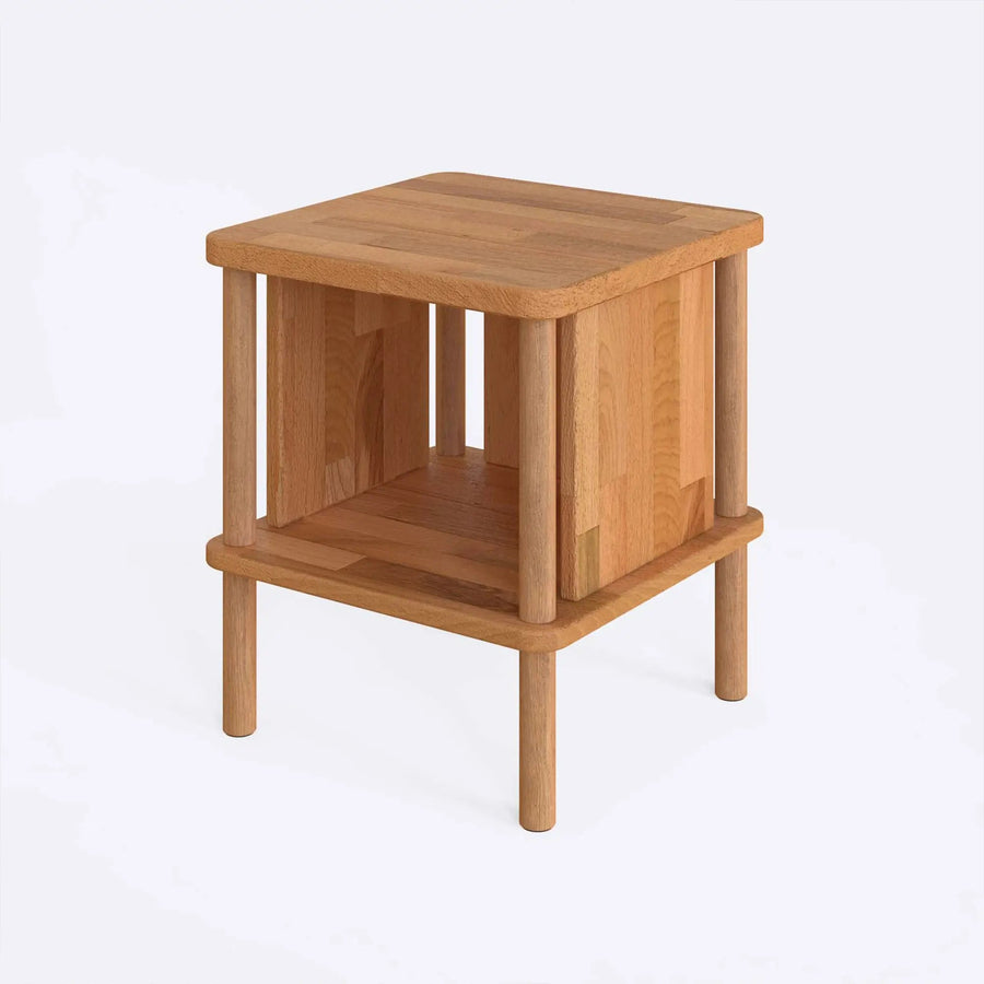 Queens Solid Beech Wood Nightstand | Modern Minimalist Bedside Table Demontha