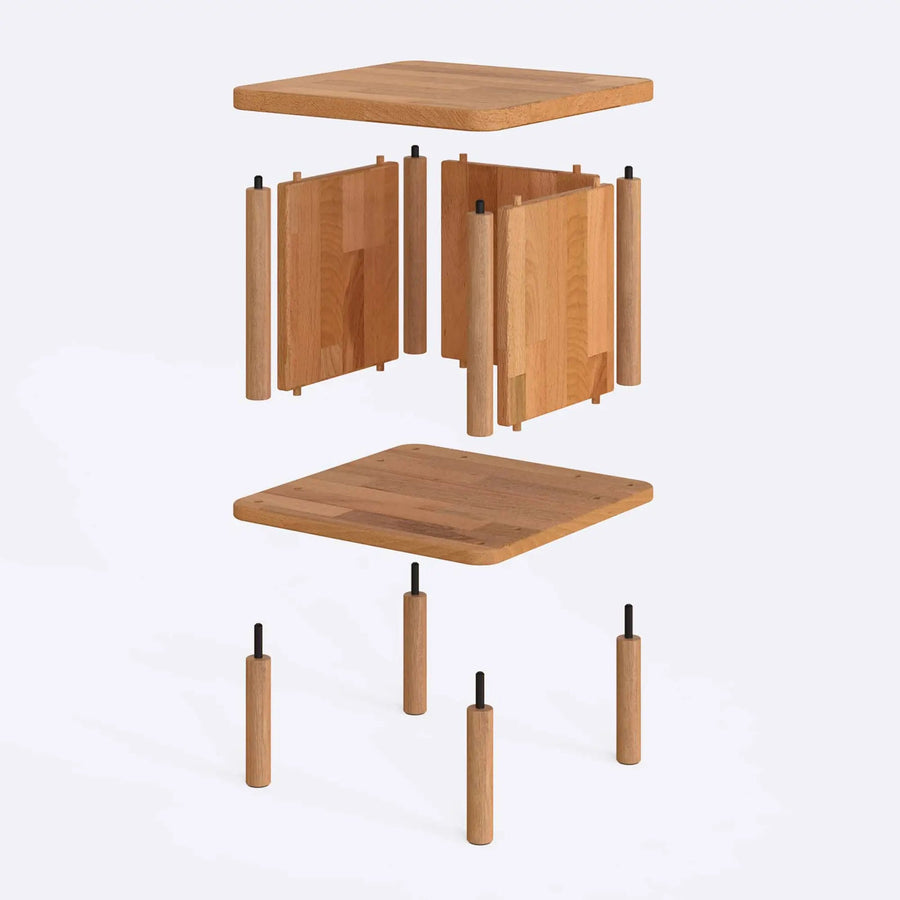 Queens Solid Beech Wood Nightstand | Modern Minimalist Bedside Table Demontha