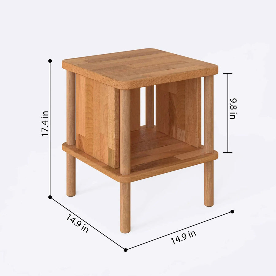 Queens Solid Beech Wood Nightstand | Modern Minimalist Bedside Table Demontha
