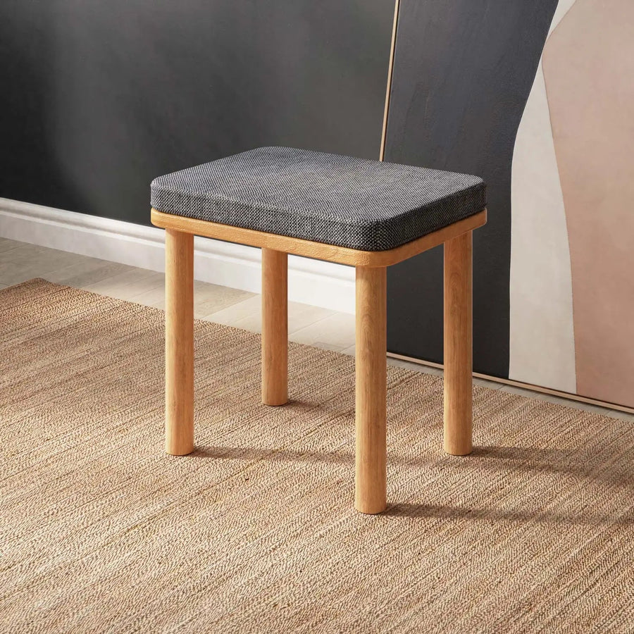 Potter Solid Beech Wood Stool | Modern Upholstered Wooden Stool Demontha