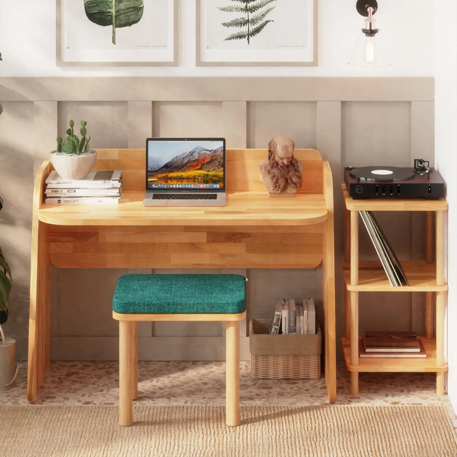 Potter Solid Beech Wood Stool | Modern Upholstered Wooden Stool Demontha