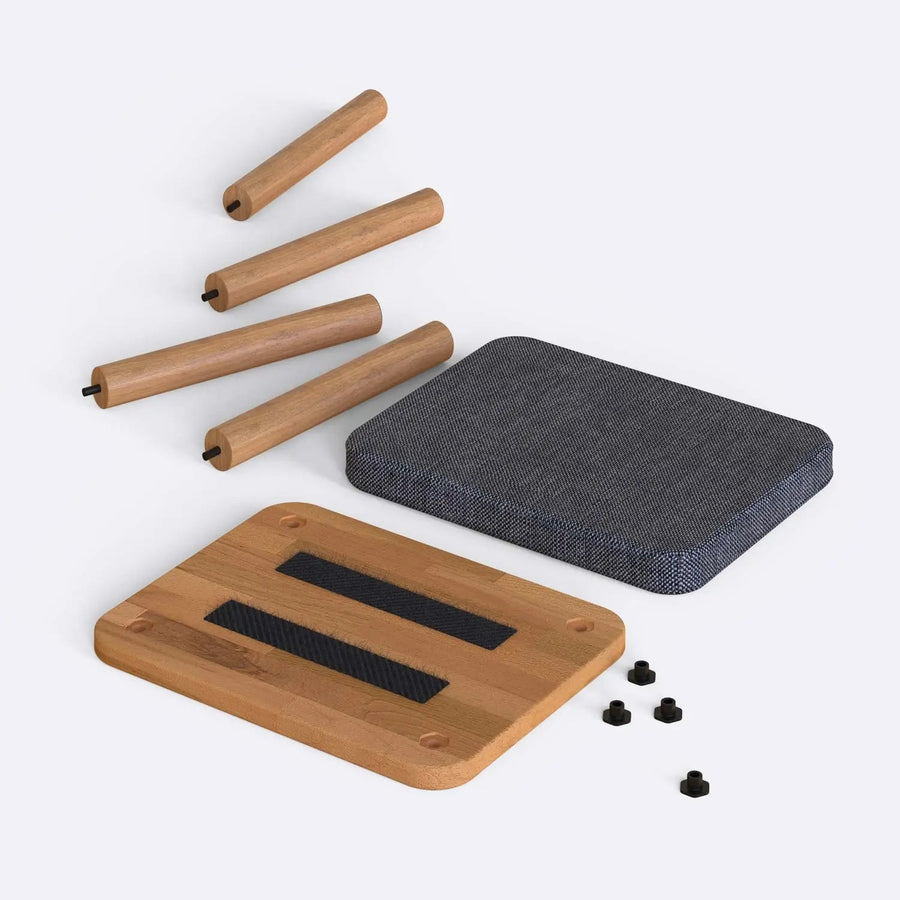 Potter Solid Beech Wood Stool | Modern Upholstered Wooden Stool Demontha