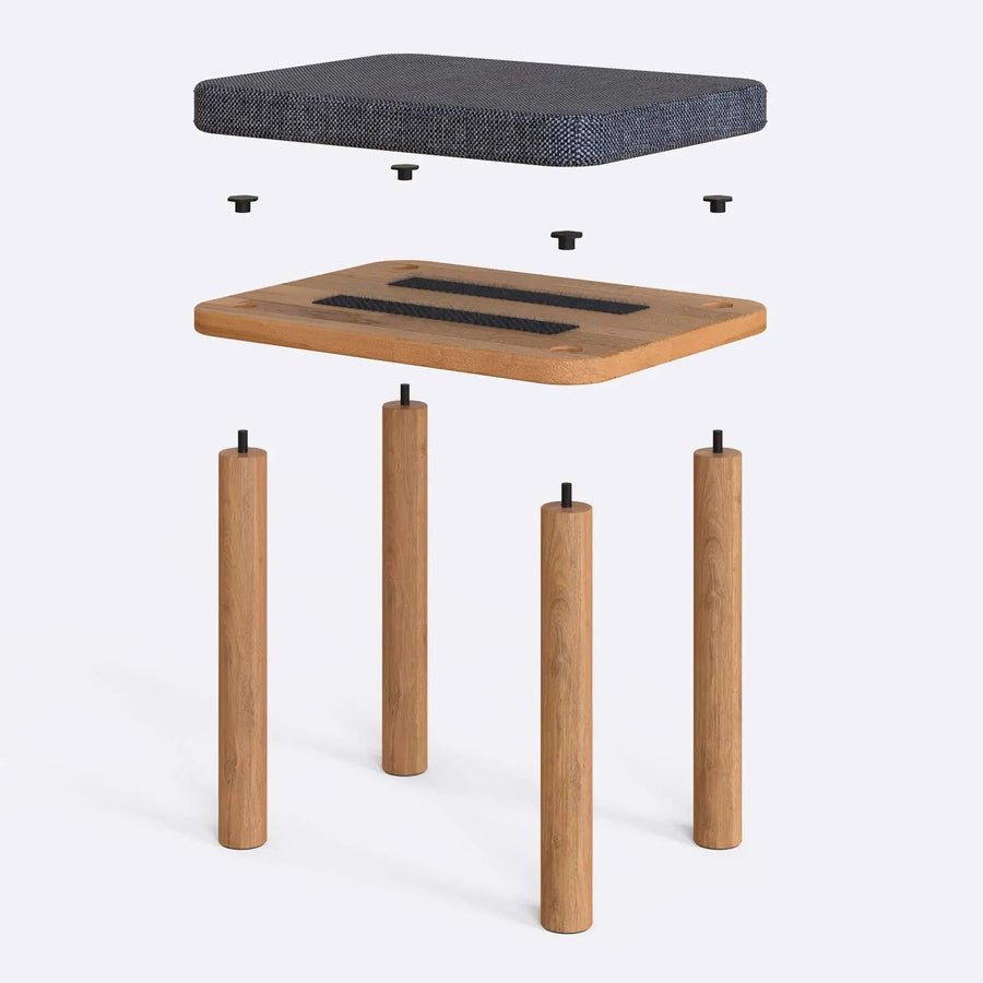 Potter Solid Beech Wood Stool | Modern Upholstered Wooden Stool Demontha