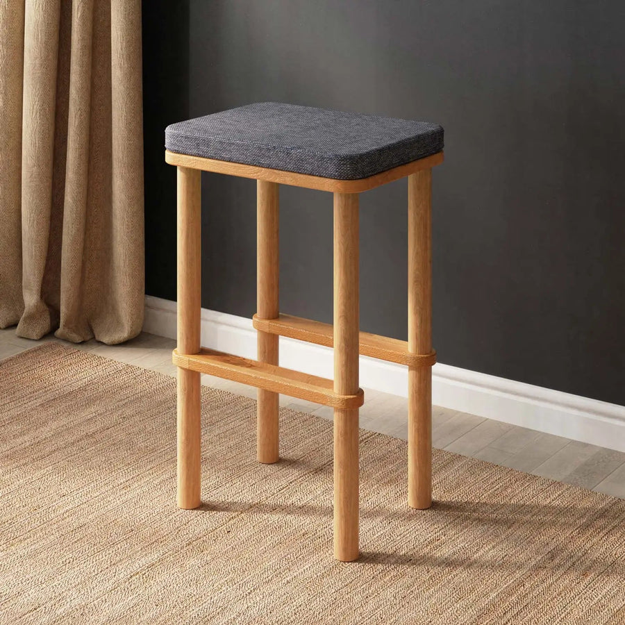 Potter Solid Beech Wood Bar Stool | Modern Upholstered Wooden Bar Stool Demontha