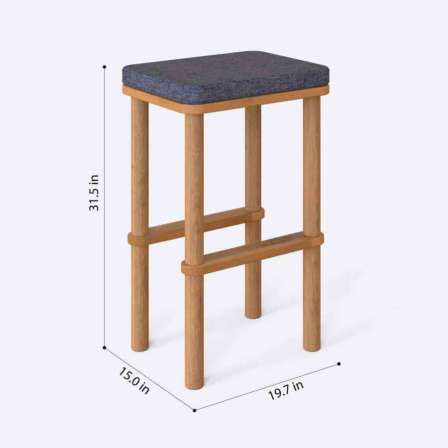 Potter Solid Beech Wood Bar Stool | Modern Upholstered Wooden Bar Stool Demontha
