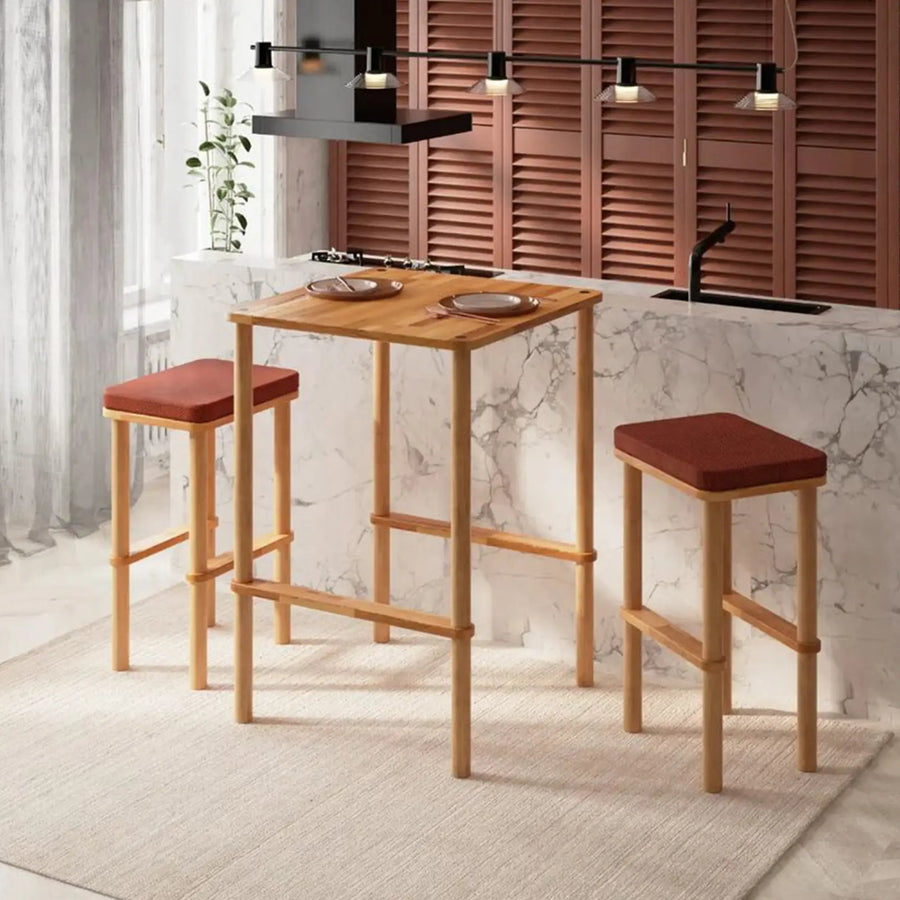 Potter Solid Beech Wood Bar Stool | Modern Upholstered Wooden Bar Stool Demontha