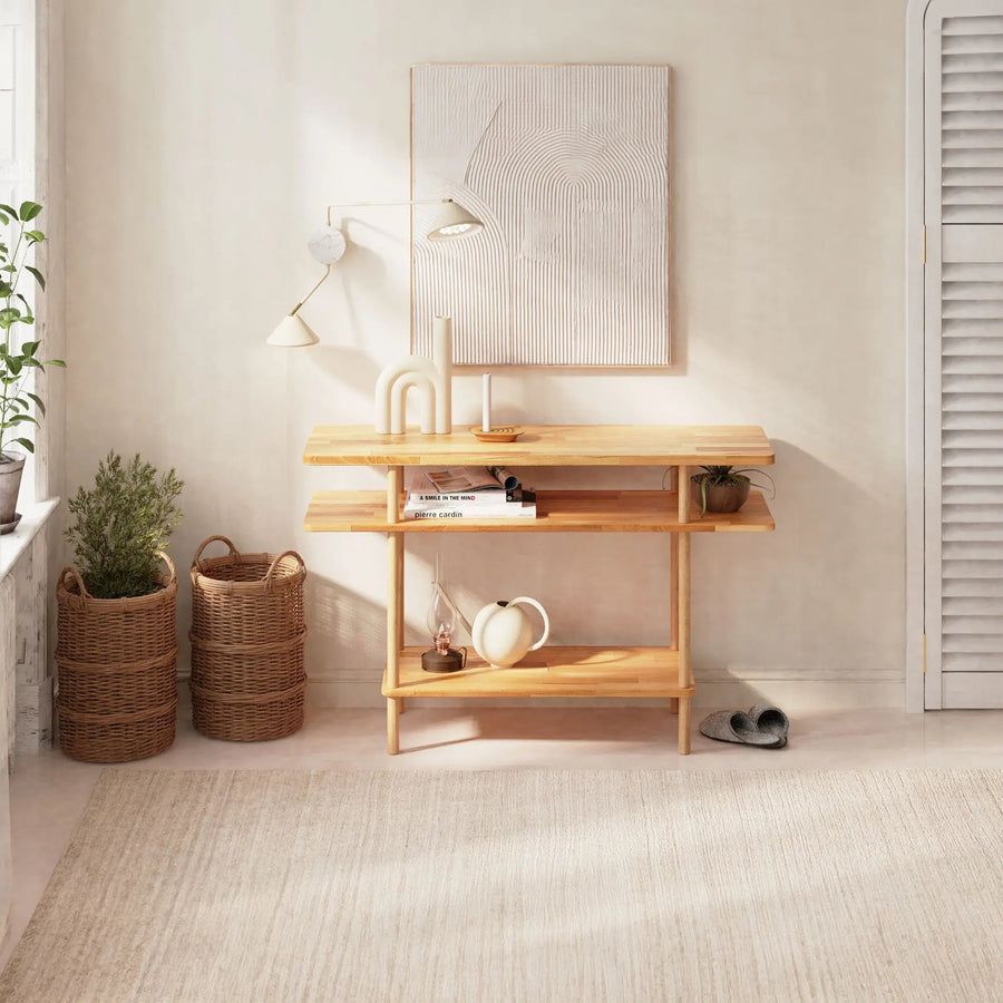 Queens Solid Beech Wood Console Table | Modern Minimalist Entryway Table Demontha