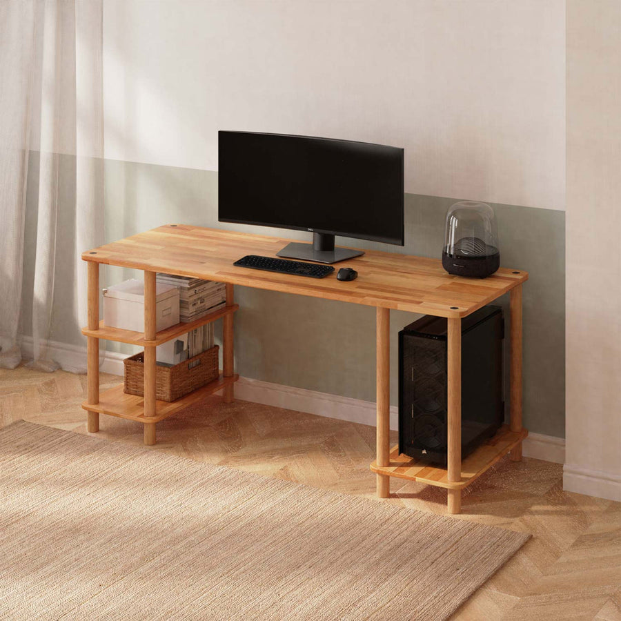 Porter Solid Beech Wood Large Computer Desk | Modern Work Desk Demontha