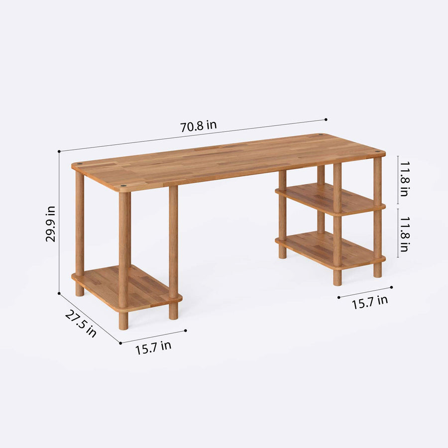 Porter Solid Beech Wood Large Computer Desk | Modern Work Desk Demontha