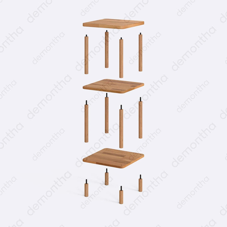 Soho Solid Beech Wood Short Small Square Bookcase Demontha