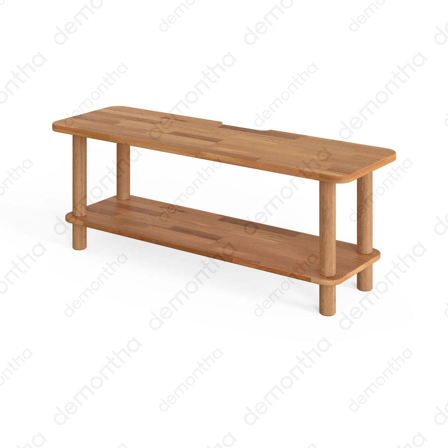 Venice Solid Wood Minimalist TV Stand – 2-Tier Media Console Demontha
