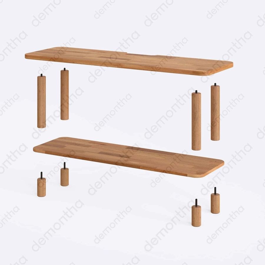 Venice Solid Wood Minimalist TV Stand – 2-Tier Media Console Demontha