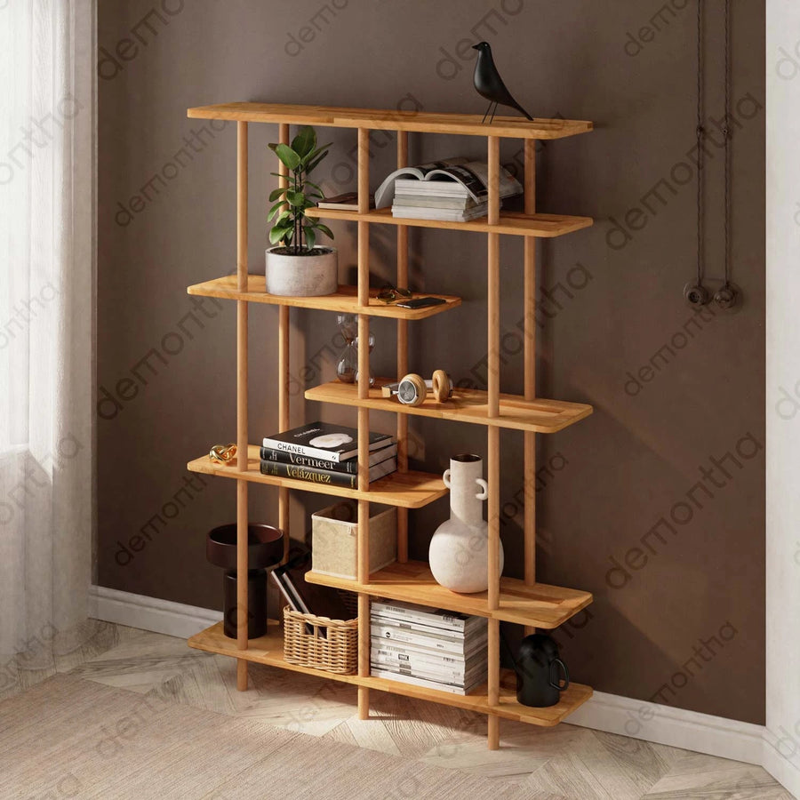 Palermo Minimalist Tall Etagere Bookcase with 7 shelves - Stylish & Durable Demontha