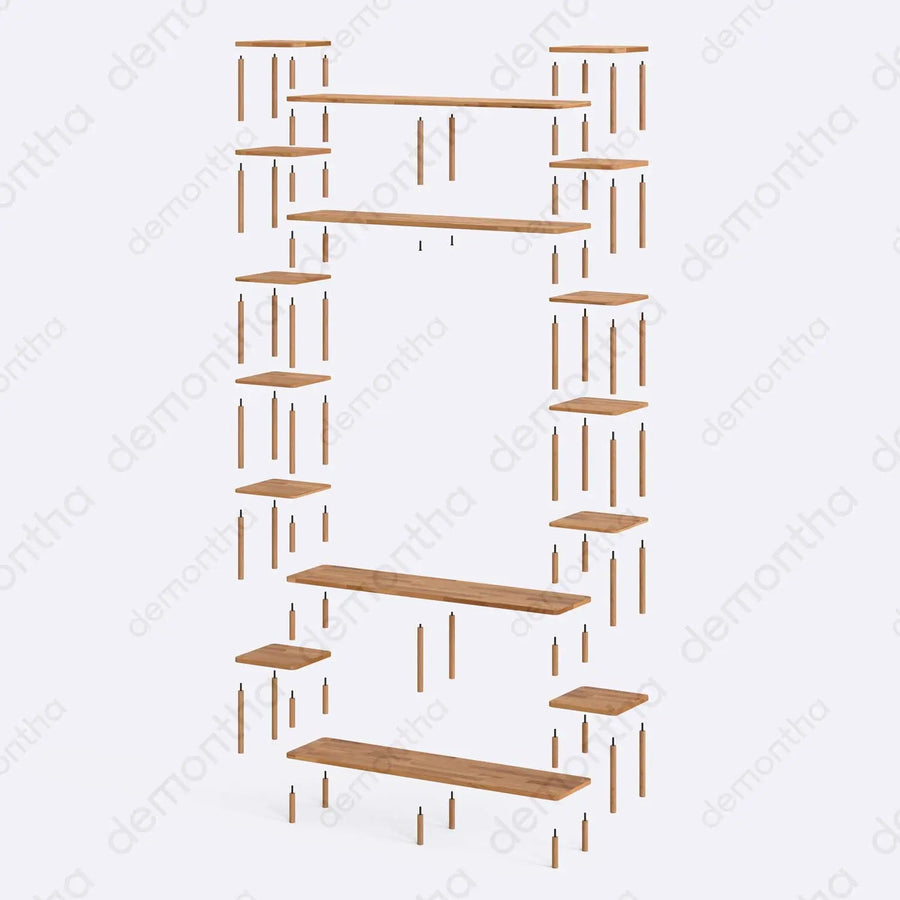 Hudson Solid Wood TV Wall Unit with Bookshelves & Top Shelf Demontha