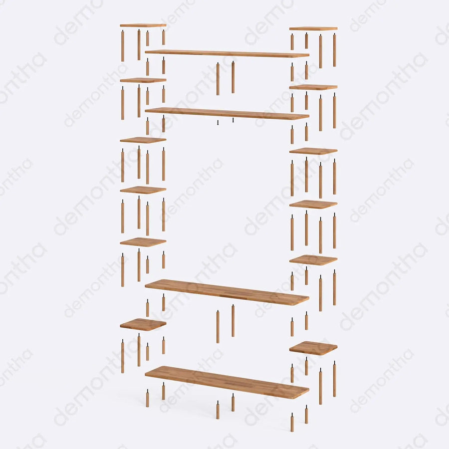 Hudson Solid Wood TV Wall Unit with Bookshelves & Top Shelf Demontha