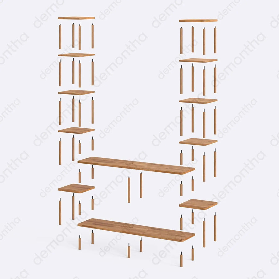 Hudson Solid Wood TV Stand with Side Bookshelves Demontha