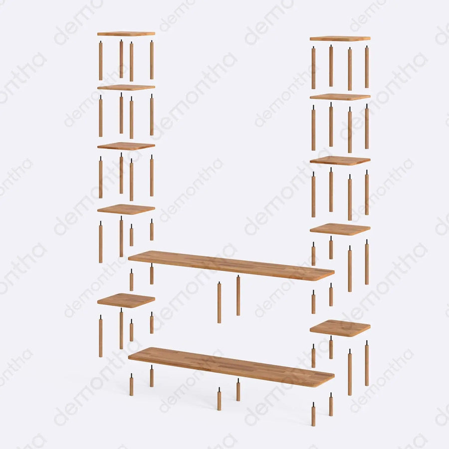Hudson Solid Wood TV Stand with Side Bookshelves Demontha