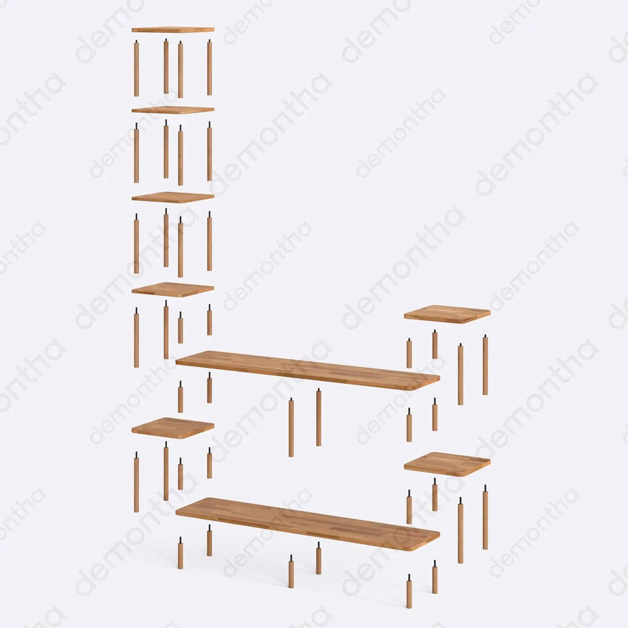 Hudson Wooden TV Stand with Asymmetrical Bookshelves Demontha