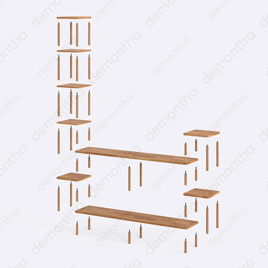 Hudson Wooden TV Stand with Asymmetrical Bookshelves Demontha