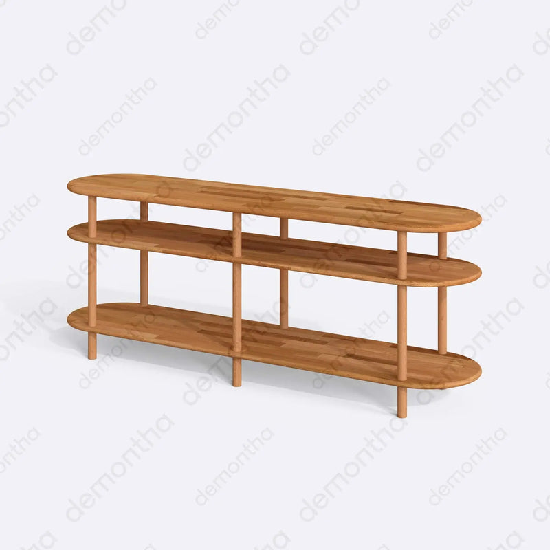 Dublin Solid Wood Minimalist Etagere Tv Stand Demontha