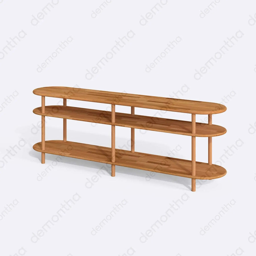 Dublin Solid Wood Minimalist Etagere Tv Stand Demontha