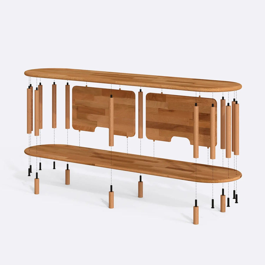 Milan Solid Beech Wood TV Unit | Modern Low Profile Media Console Demontha