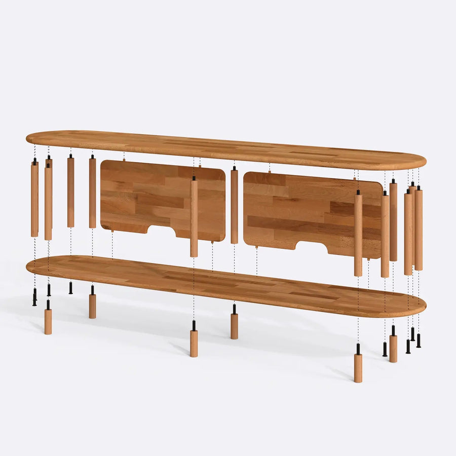 Milan Solid Beech Wood TV Unit | Modern Low Profile Media Console Demontha
