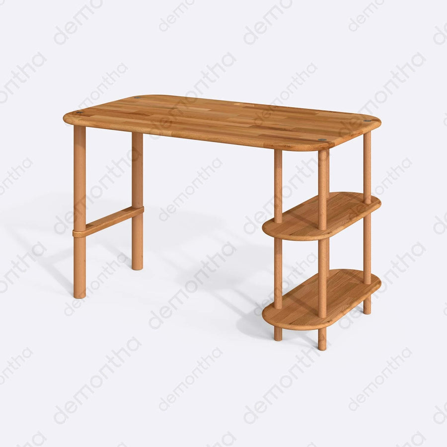 Luka Simple Solid Beech Wood Desk Demontha